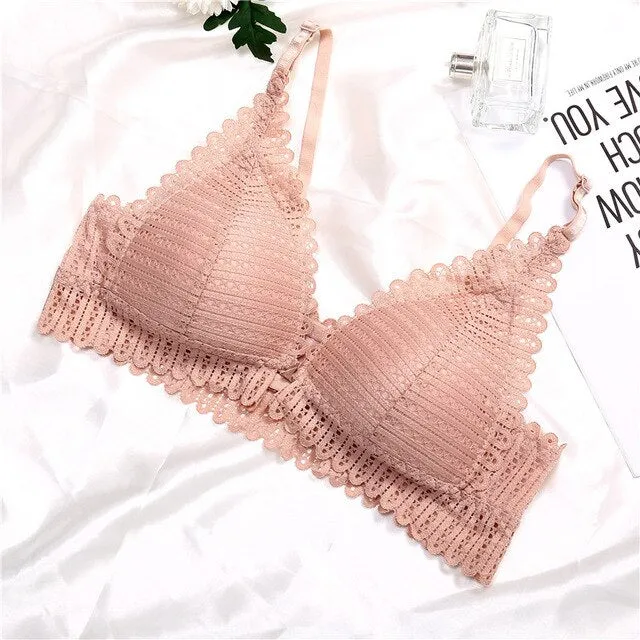 A B Cup Bra Lace Wireless Bras For Women Sexy Push Up Bra Front Closure Bralette Wire Free Female Lingerie Soft Ladies Underwear