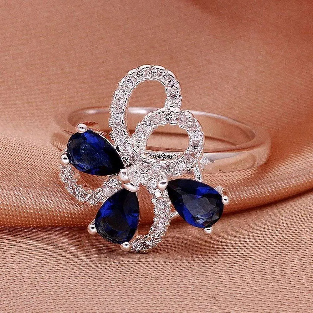 aliexpress silver Engagement rings Insets flower-sapphire anillos jewelry1 9 ELY