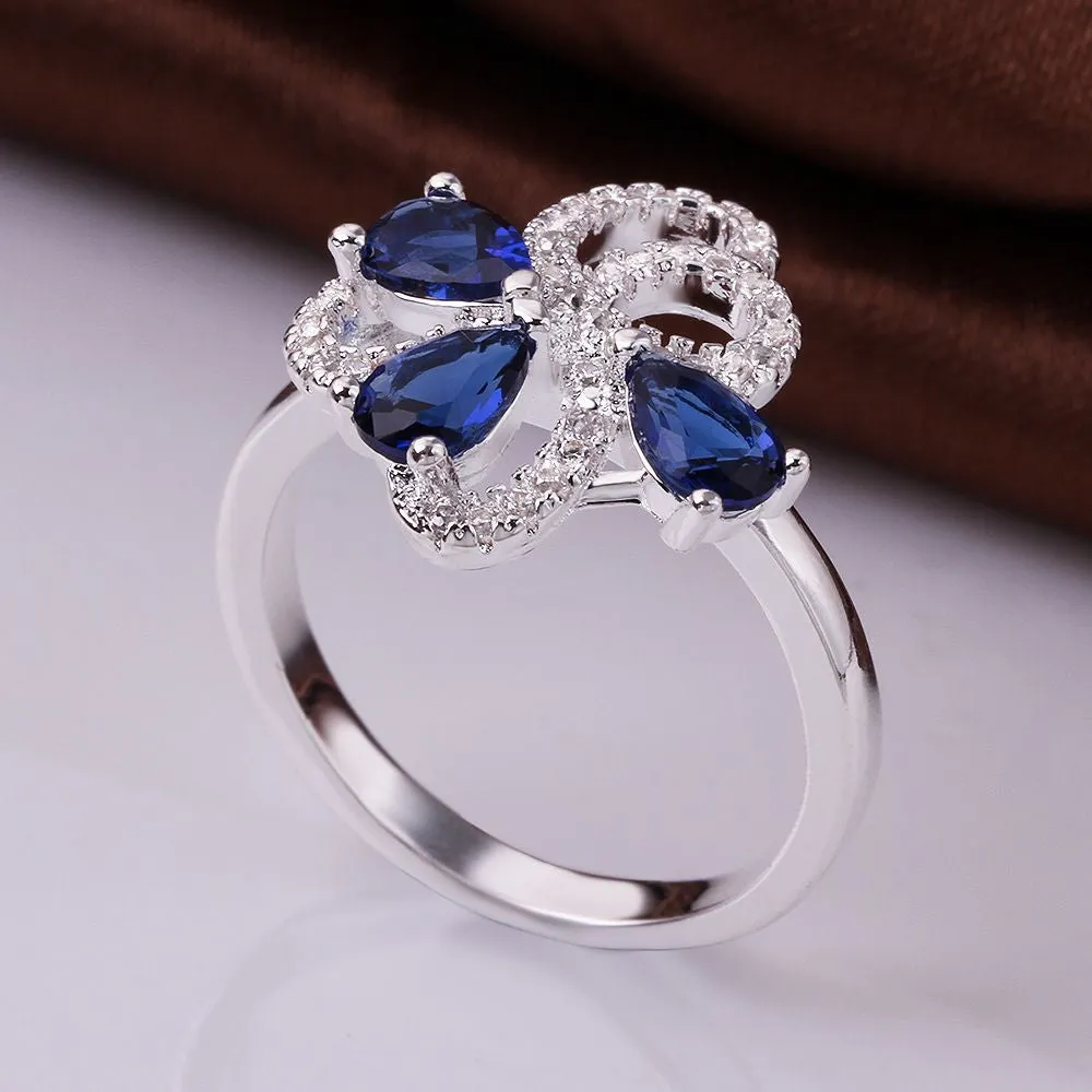 aliexpress silver Engagement rings Insets flower-sapphire anillos jewelry1 9 ELY