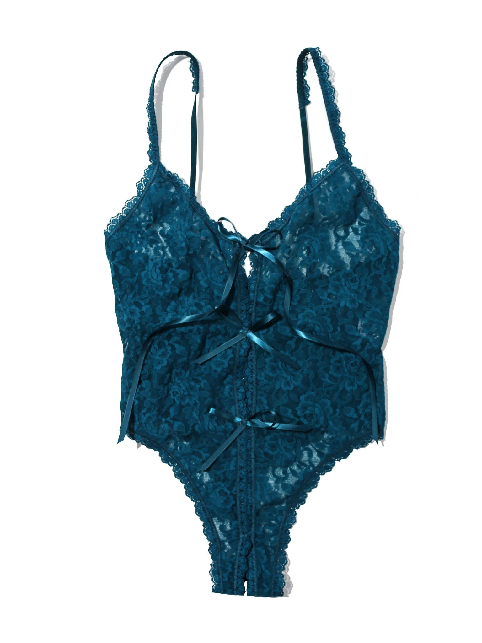 &oh Signature Lace Crotchless Teddy  North Pole Green Sale