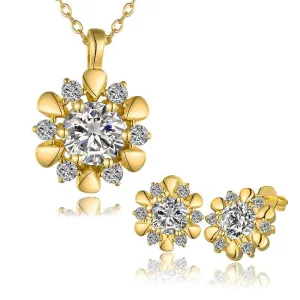 Beautiful 18K Gold Plating jewelry sets flower crystal cat necklace earrings Costume Jewellery SMTPS43 ELY