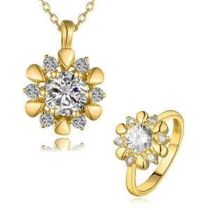 best friends Austrian Crystal jewelry set flower crystal cat necklace ring Jewelry European Style SMTPS431 ELY