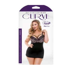 Curve Nene Cutout Molded Leopard Print Chemise w/G-String Rose Leopard 1X/2X