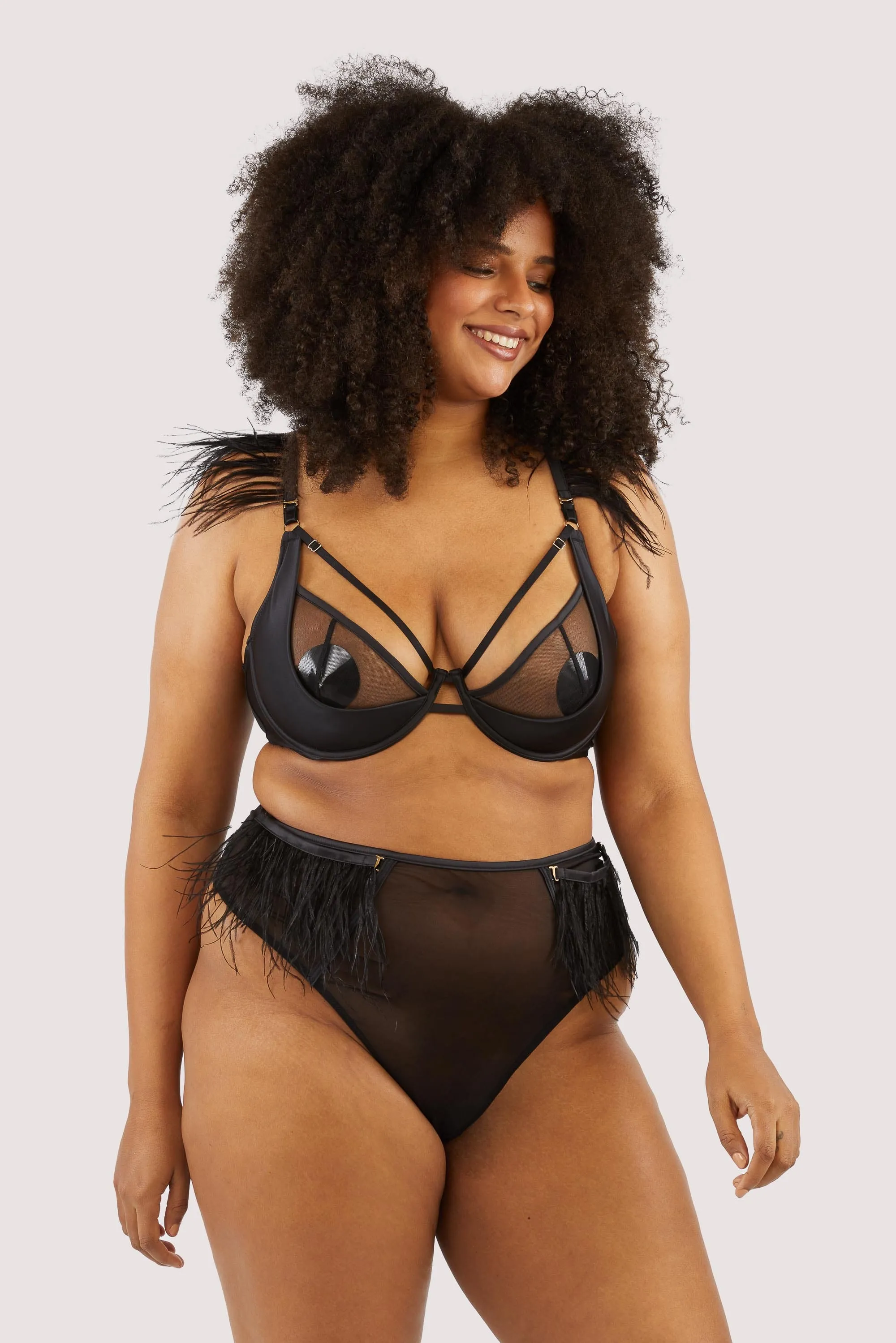 Electra Black Feather High Waisted Brief