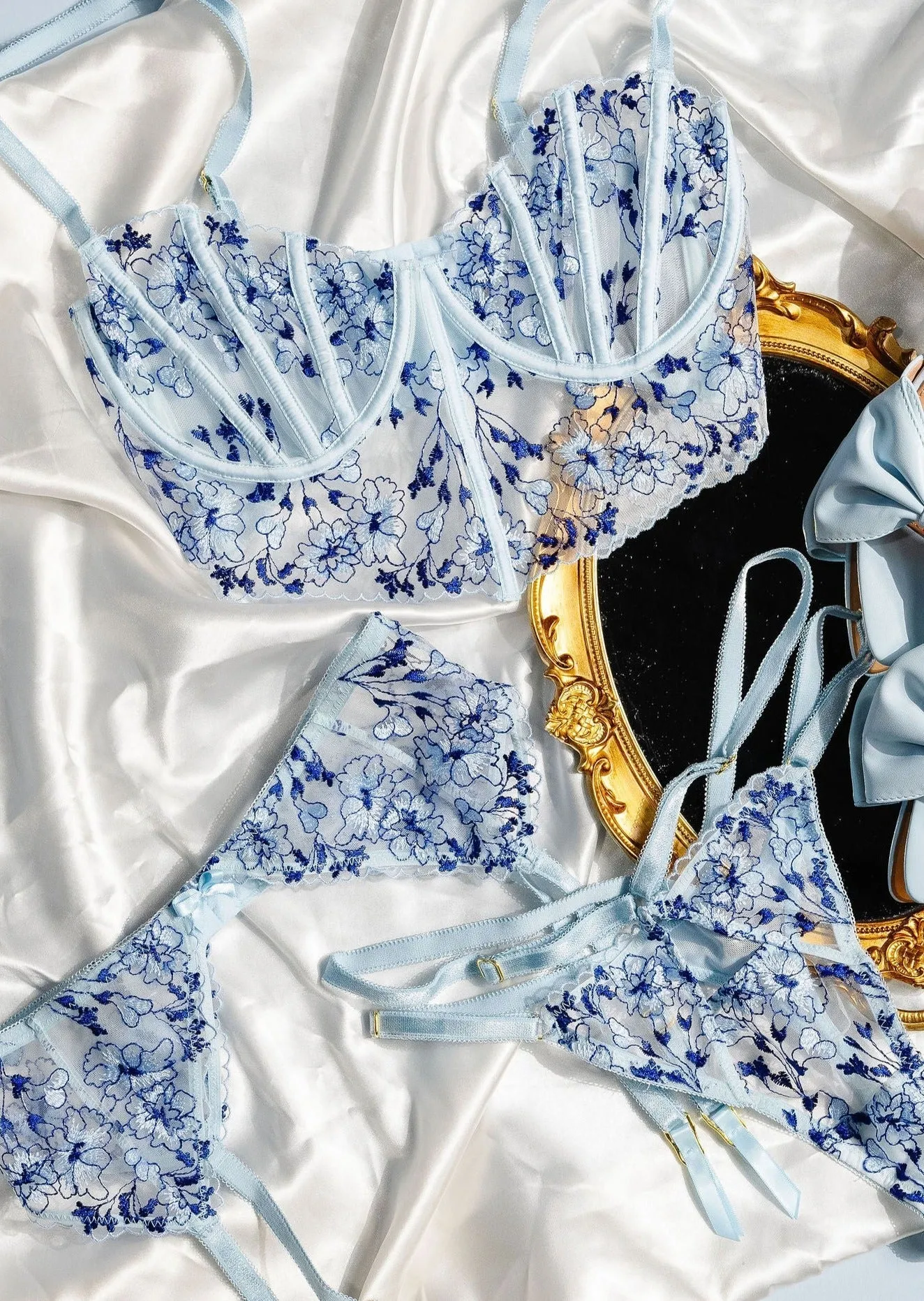 Embroidered Garter Belt