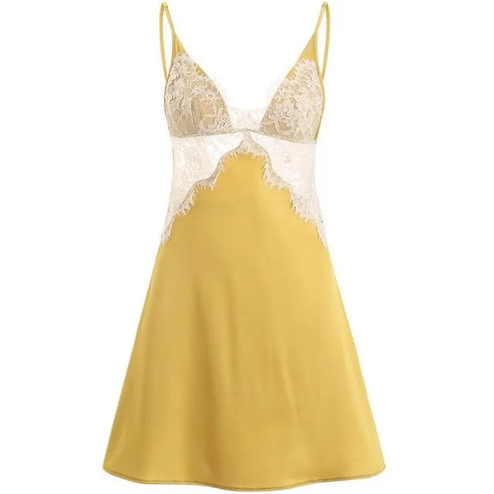 Floral Daisy Yellow Silky Nightdress