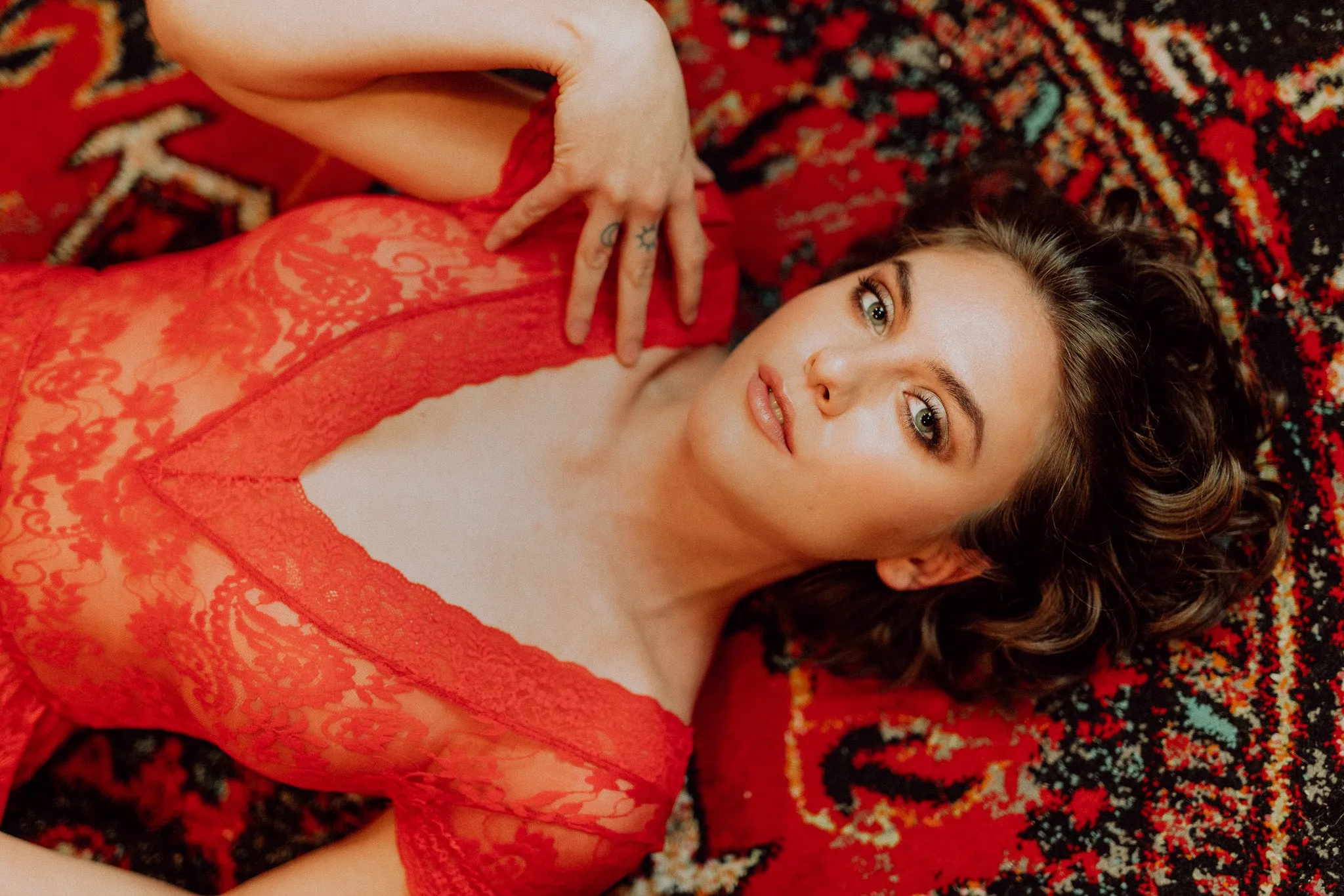 Hidden Intimates Sheer Reversible Red Lace Teddy