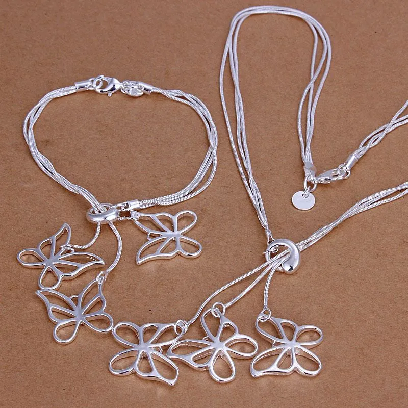 jewelry of silver jewelry set Taiji Butterfly Necklace&Bracelet bijouterie ELY
