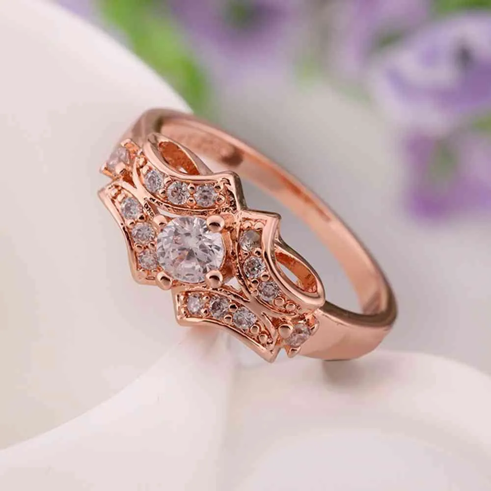 jewerly anillos 18K GP cudsd rose color party wedding rings girl Jewelry Rings582 ELY