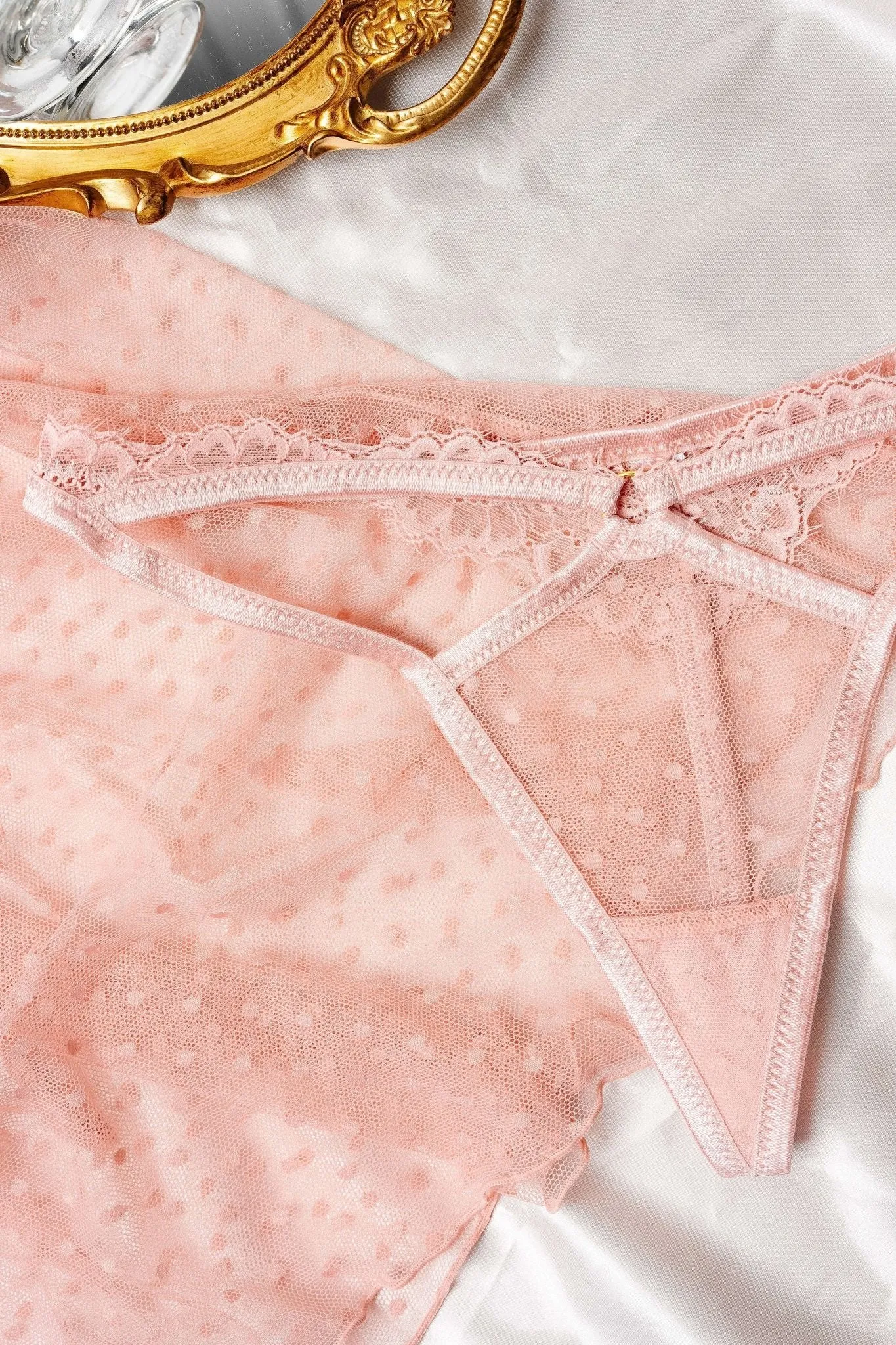Lacy Cutout Thong - Blush