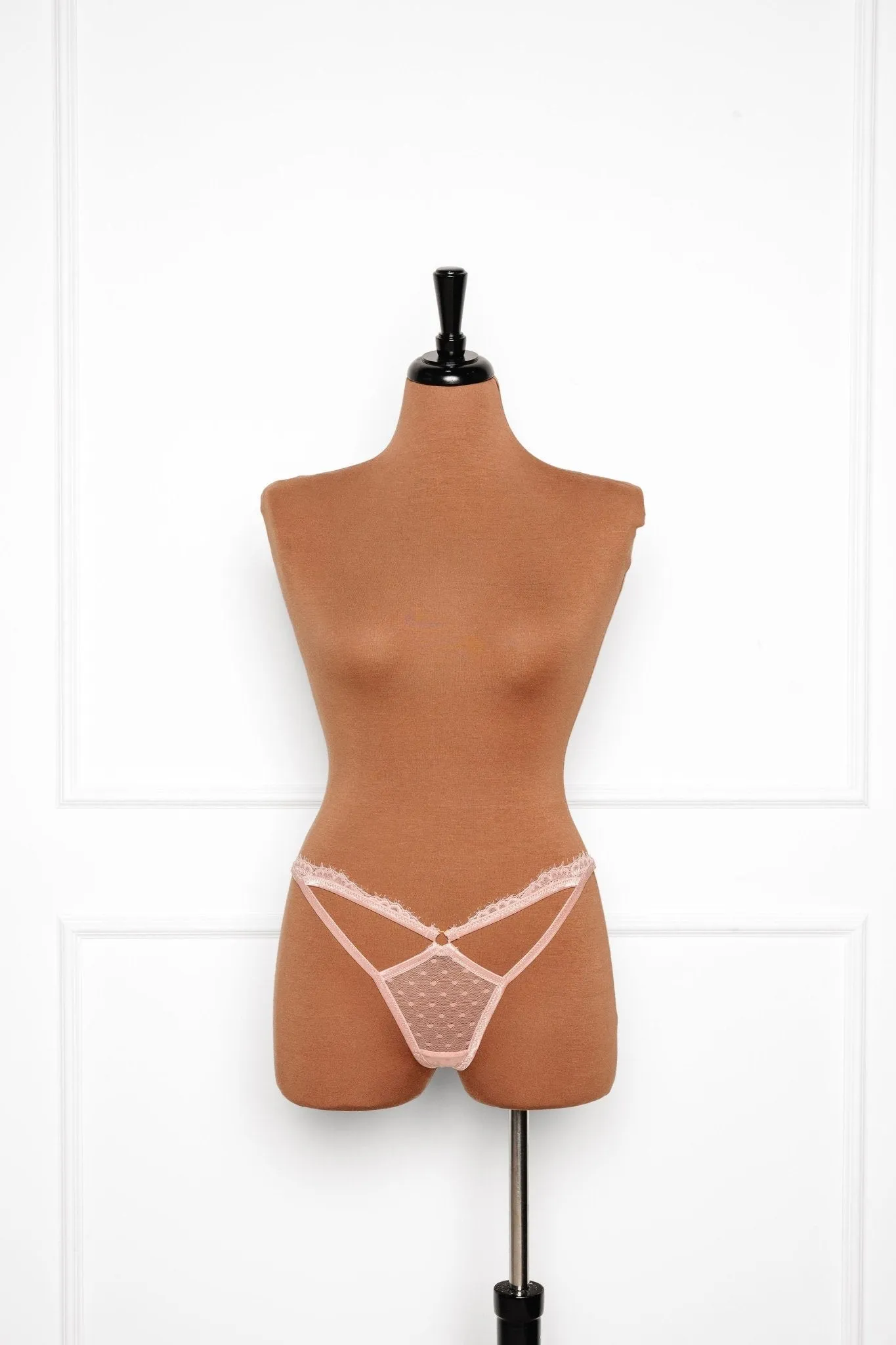 Lacy Cutout Thong - Blush