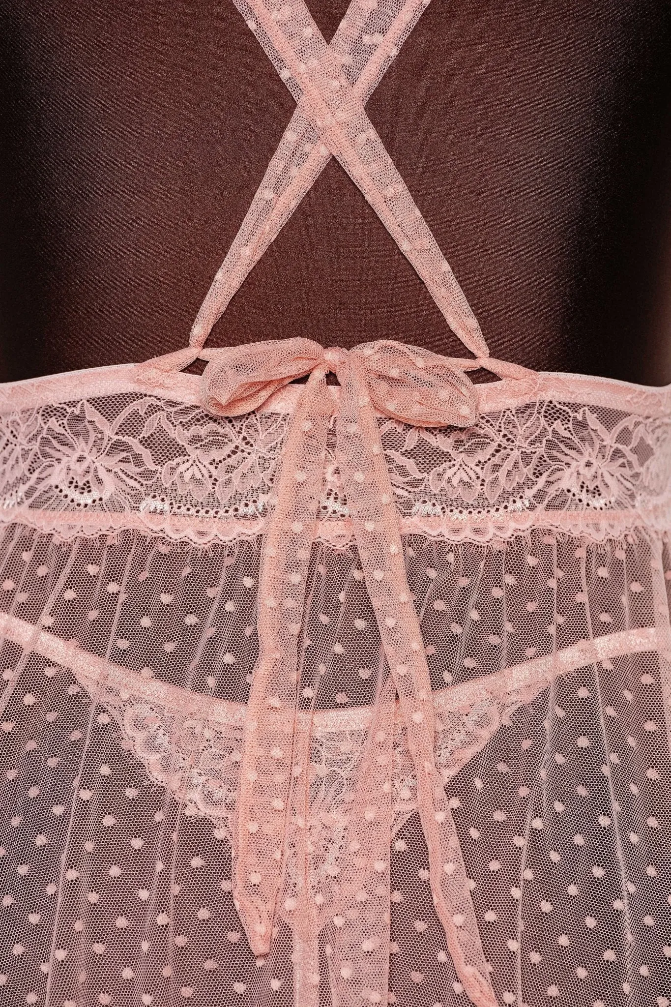 Lacy Cutout Thong - Blush