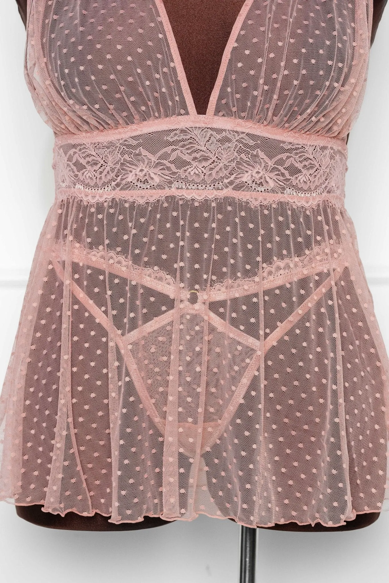 Lacy Cutout Thong - Blush