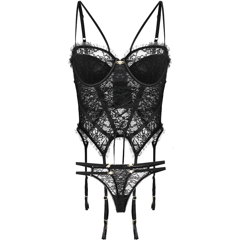 Lolita Lace up Corset Floral Lingerie