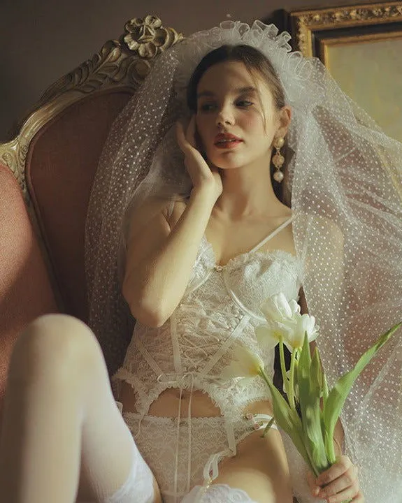 Lolita Lace up Corset Floral Lingerie