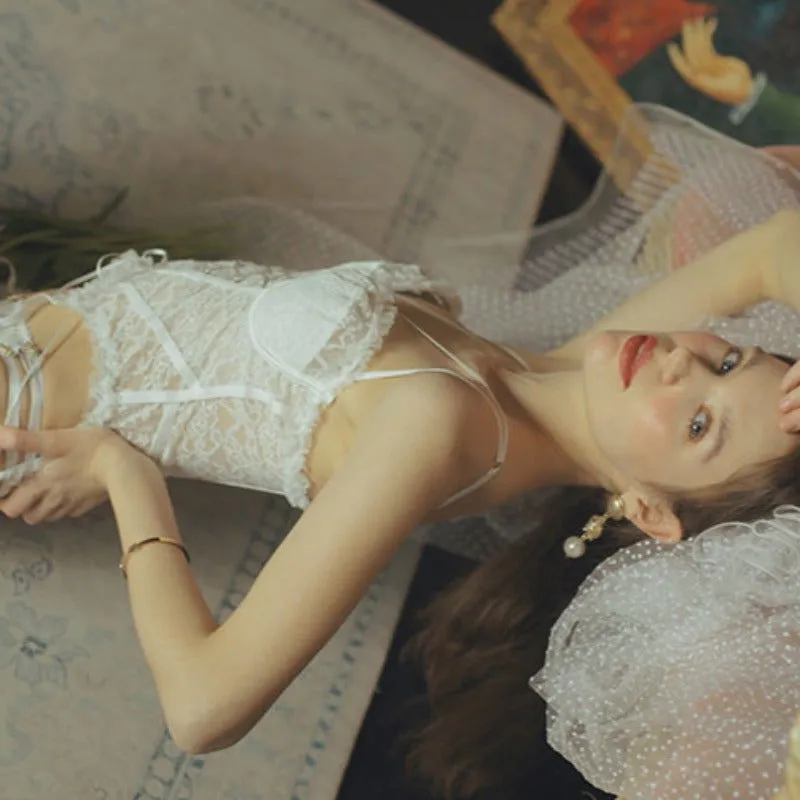 Lolita Lace up Corset Floral Lingerie