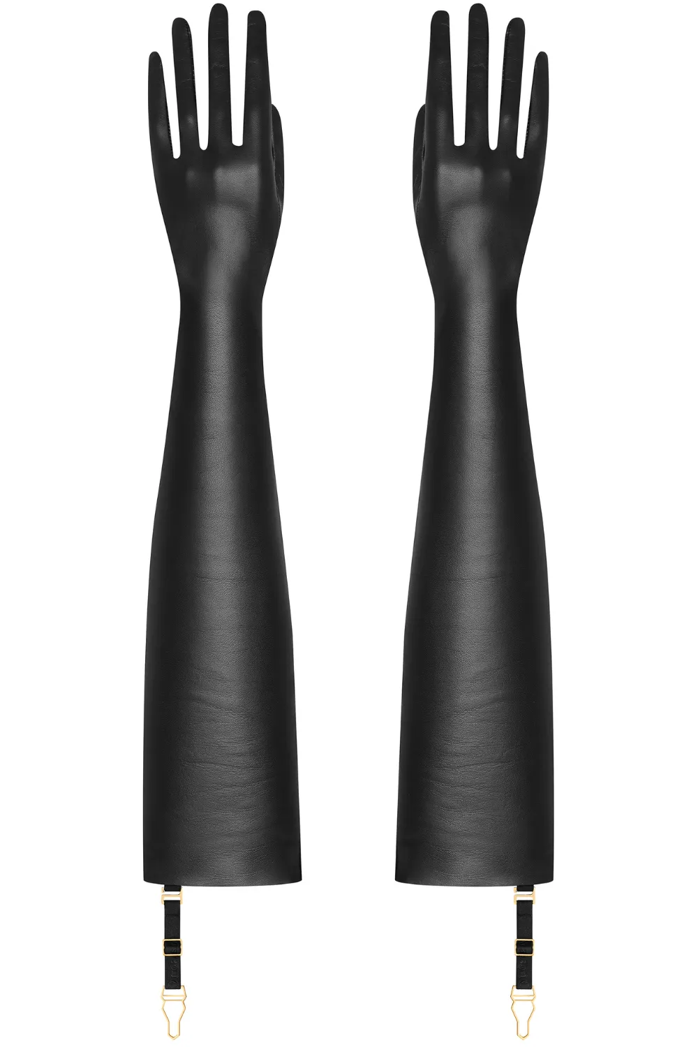 Long Leather Gloves with Suspenders
