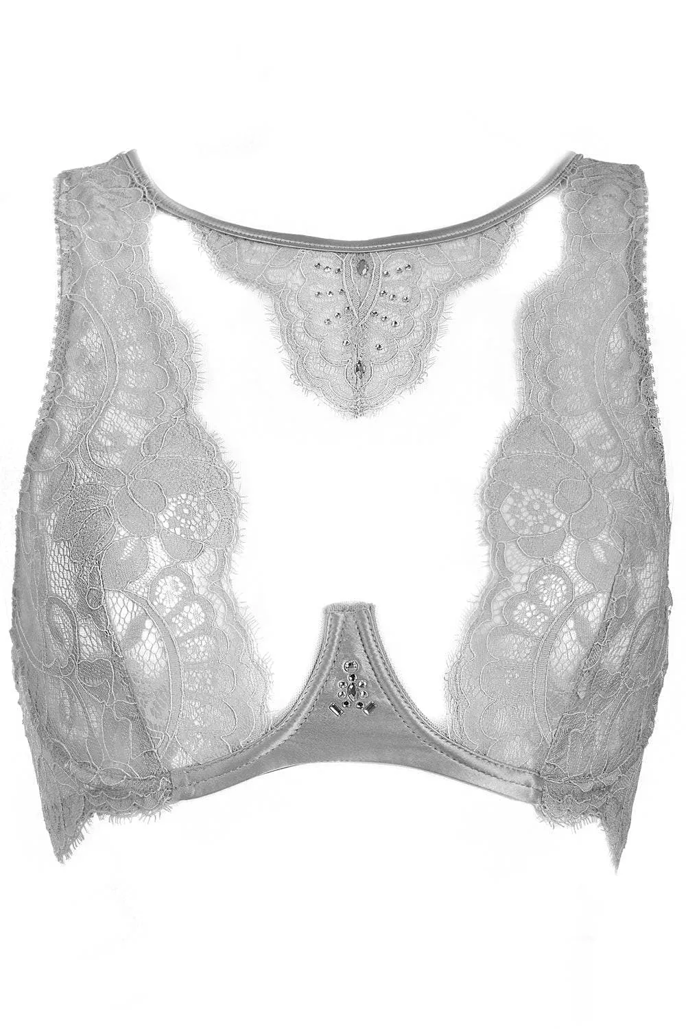 Marlene Fantasy Bra with Swarovski Crystals in Grey. Size UK 32B