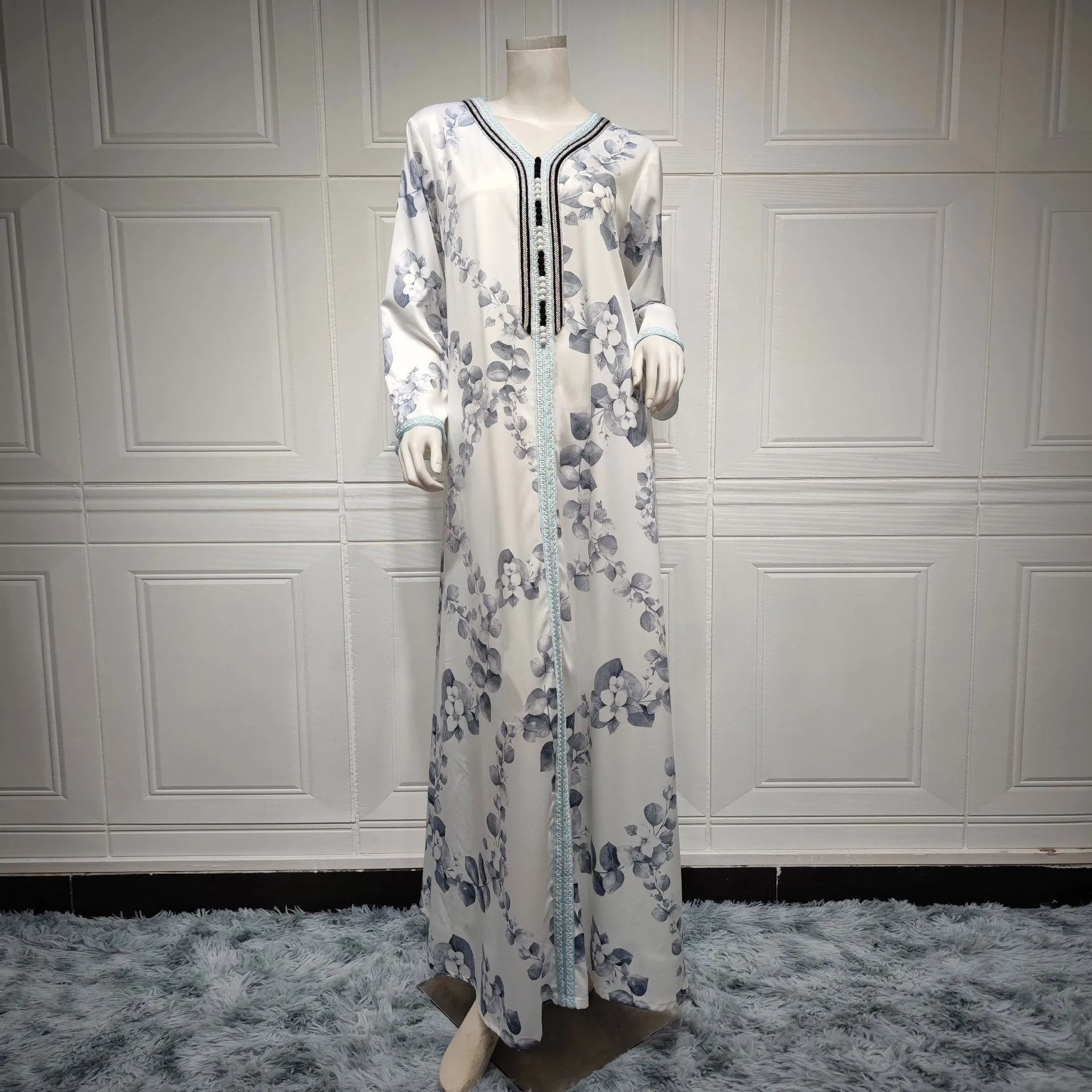 Muslim Female Hui Print Dress Robe