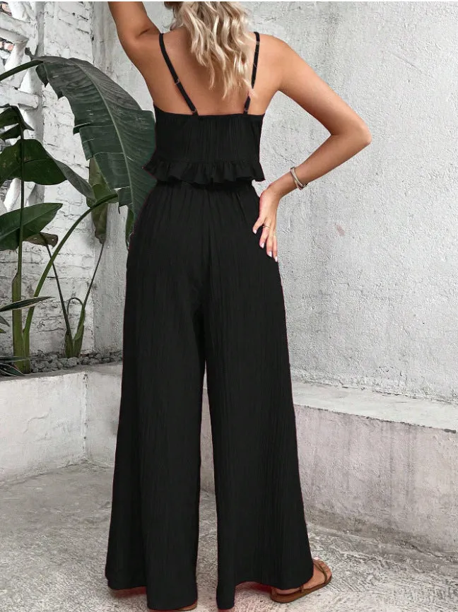 Pariaura Knot Front Cami Top Wide Leg Pants