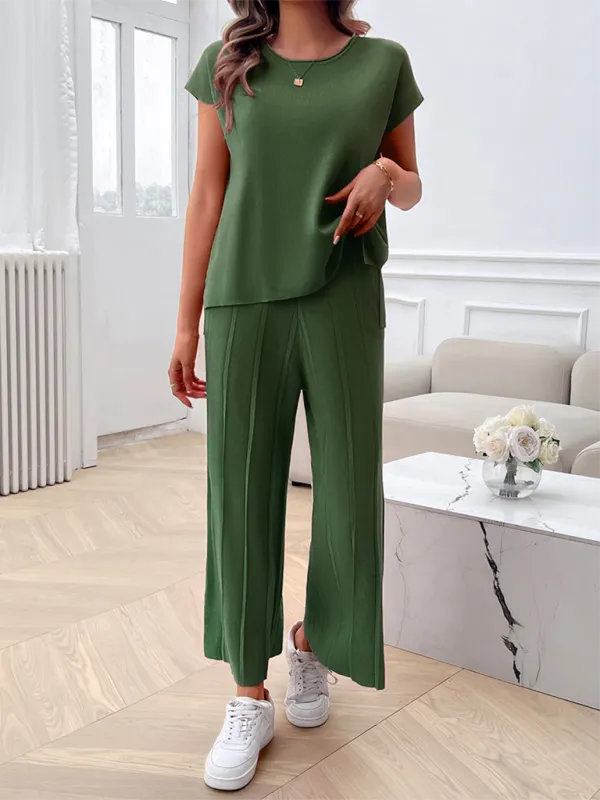 Relaxed Women Casual Beige Two-Piece Set