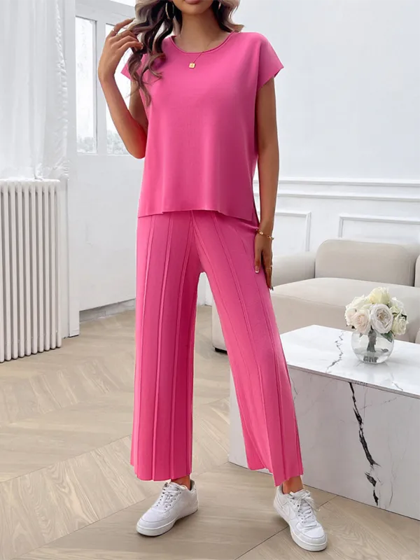Relaxed Women Casual Beige Two-Piece Set