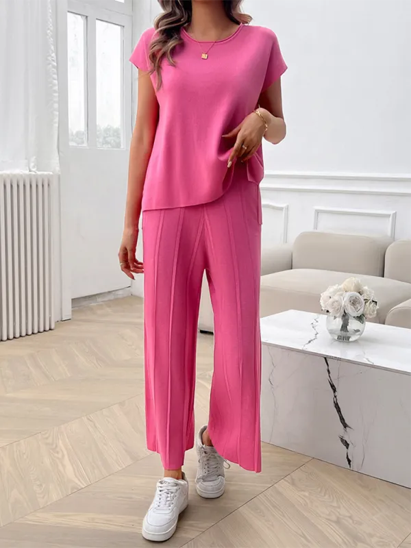 Relaxed Women Casual Beige Two-Piece Set