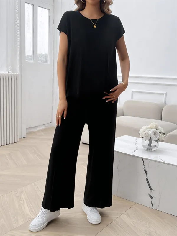 Relaxed Women Casual Beige Two-Piece Set