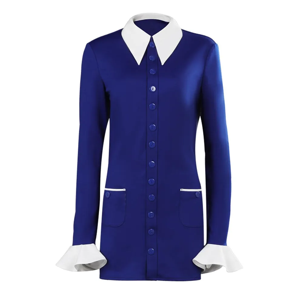SALE Navy Blue Mini Dress With Earrings and Bow