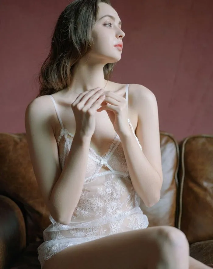 Sexy Lace Babydoll See Through Straps Lace Nightdress