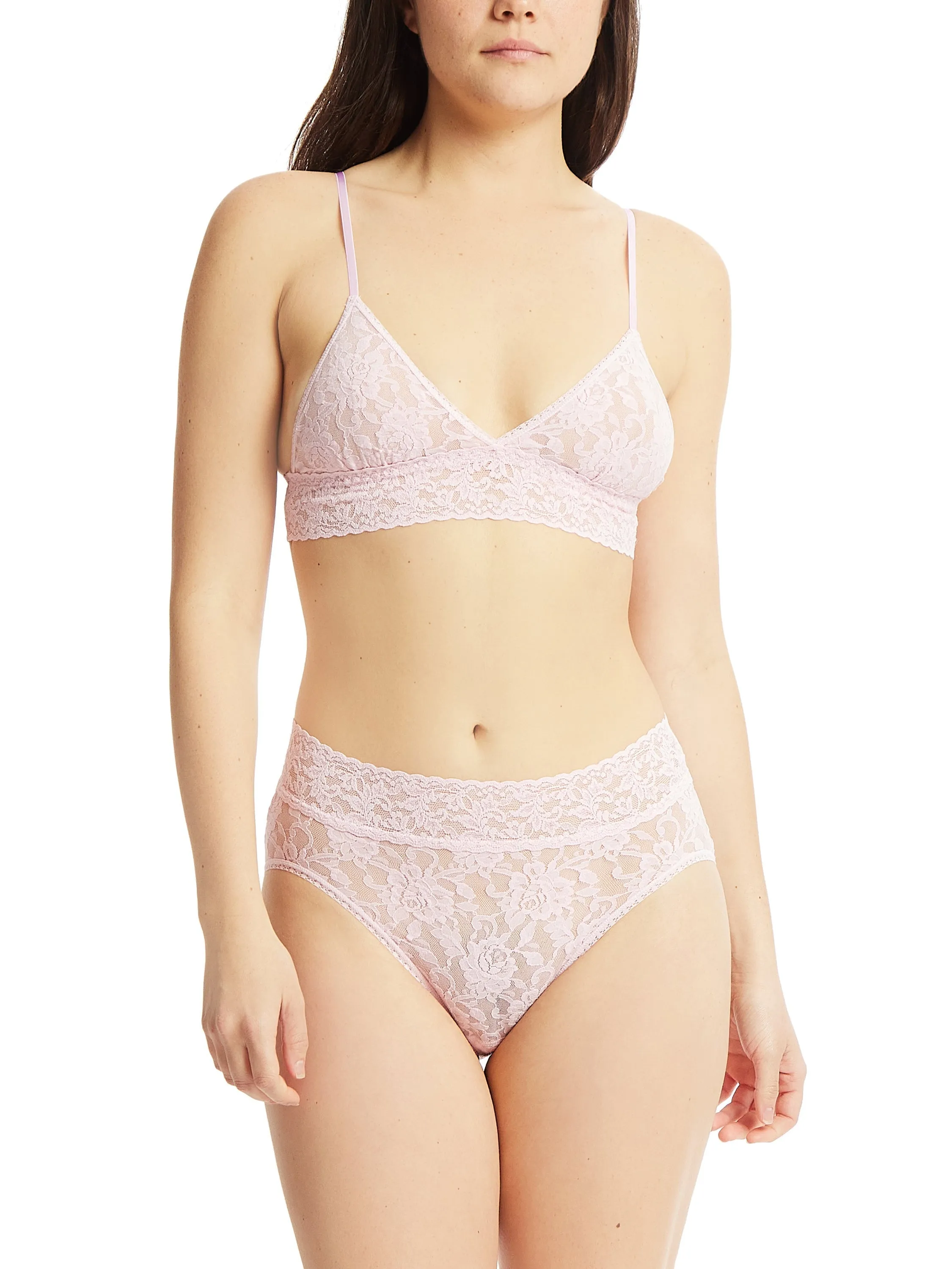 Signature Lace Padded Triangle Bralette Bliss Pink