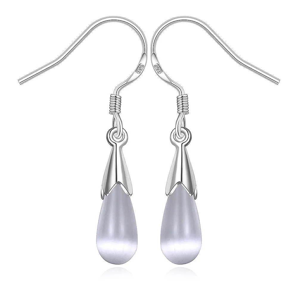 silver earings jewelry Hollow Weave Flower drop cufflinks Jewelry European Style 382 ELY