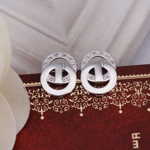 silver earrings Style stud pendientes jewerly accessories ELY