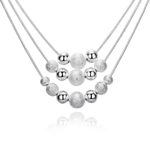 silver necklaces Three Line Multi Beads colar feminino margarida 2 ELY