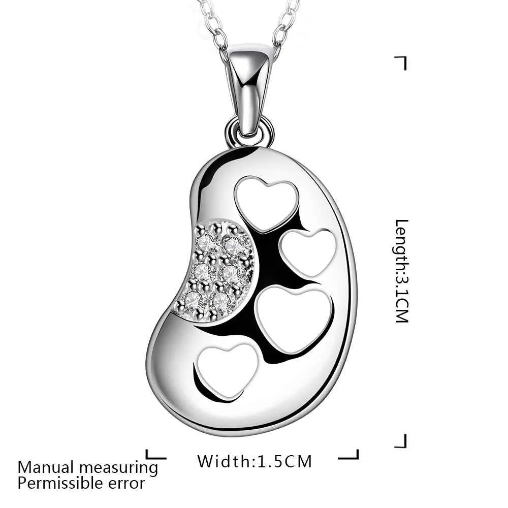 silver plated Chain four heart in foot Necklaces Pendants Men jewelry 672 ELY