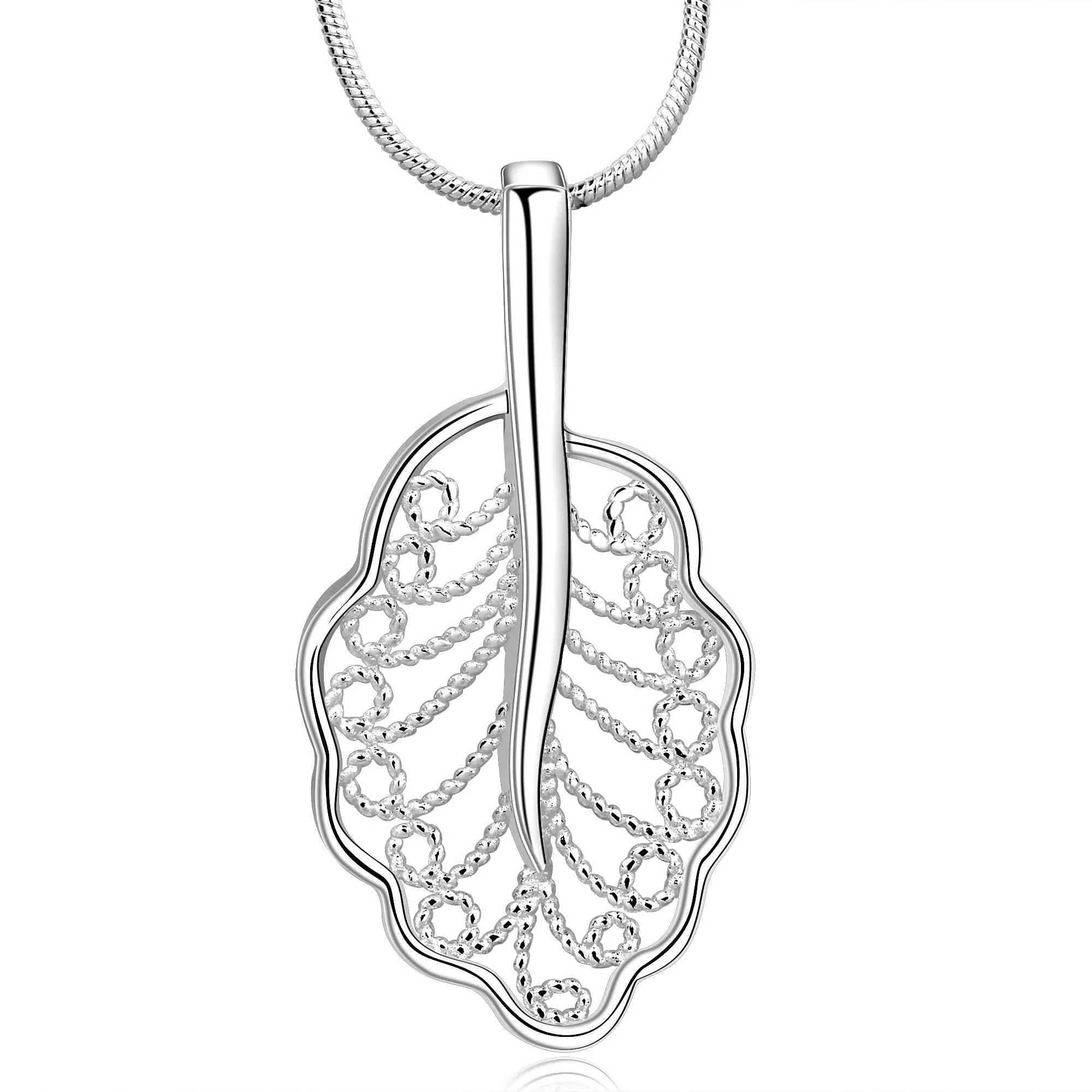 silver plated Chain shuye leaf Necklaces Pendants Men jewelry 689 ELY