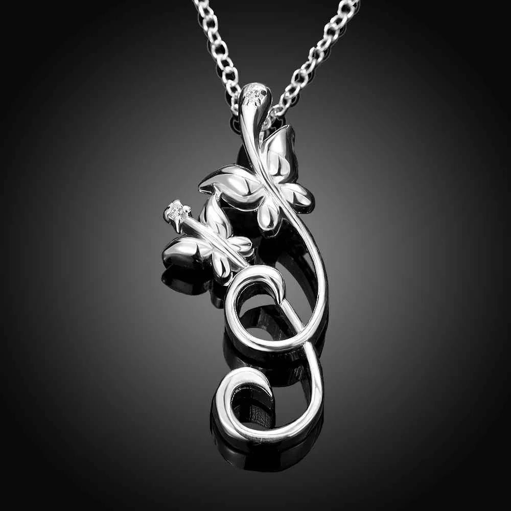 silver plated collar necklace Butterfly insets corrente de prata masculina jewelry175 ELY