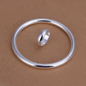 silver plated jewelry sets necklace bracelet bangle earring ring SMTS332 ELY