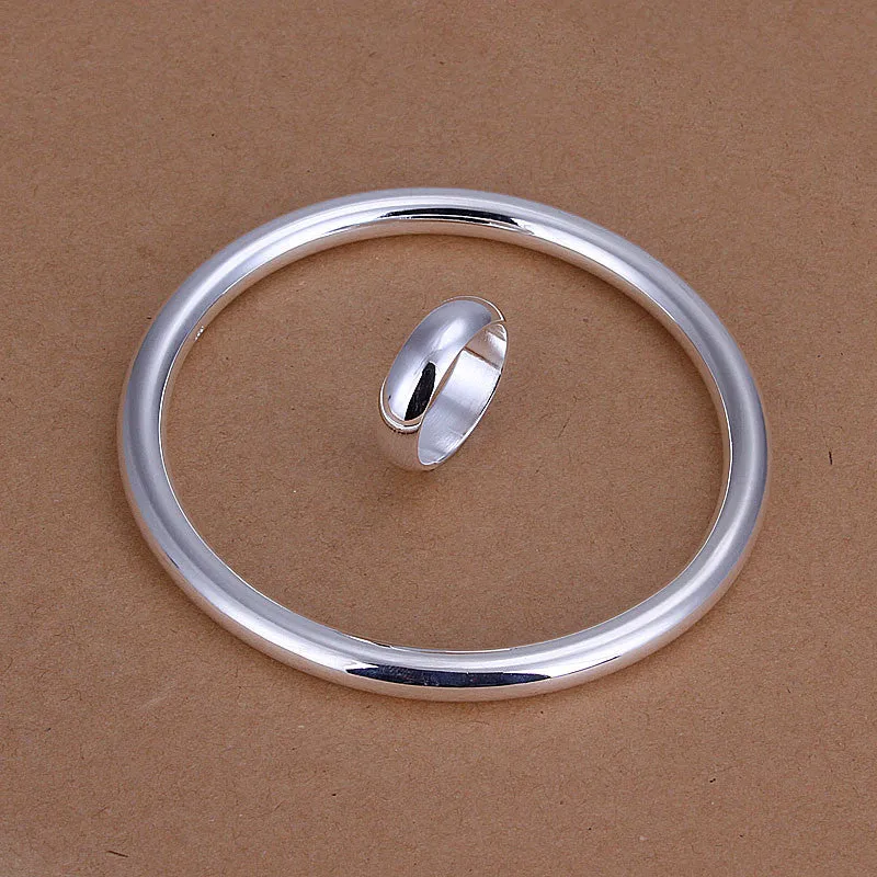 silver plated jewelry sets necklace bracelet bangle earring ring SMTS332 ELY