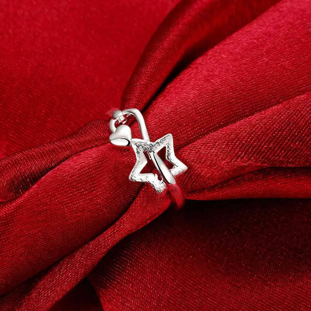 silver plated ring Five-pointed star anel feminino collier plastron 754 ELY