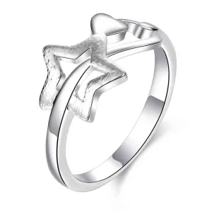 silver plated ring Five-pointed star anel feminino collier plastron 754 ELY