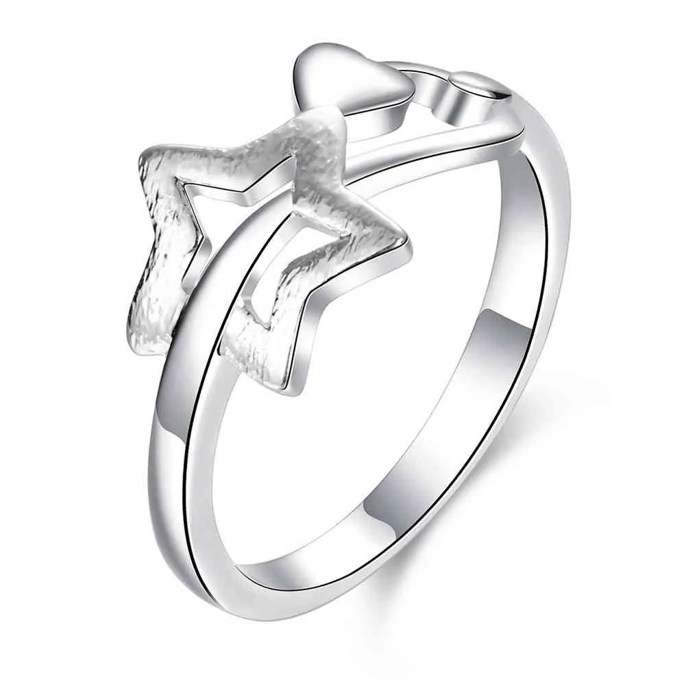 silver plated ring Five-pointed star anel feminino collier plastron 754 ELY
