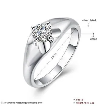 silver plated Ring Zircon Silver Jewelry Ring Women Finger Rings Wedding Gift 2 3 ELY