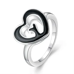silver plated wedding ring Heart shaped baking anel bijoux 676 ELY