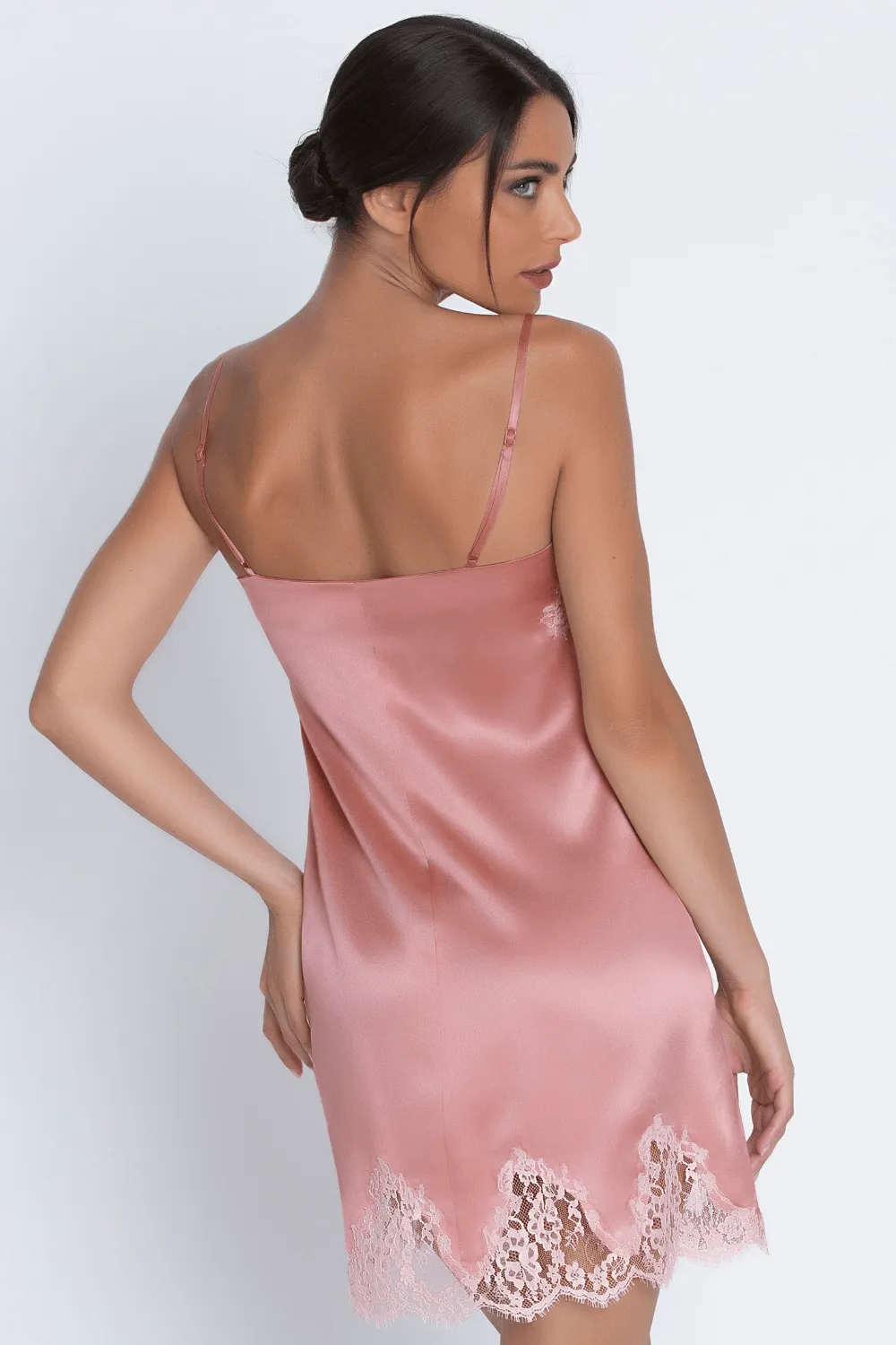 Splendeur Soie Silk Night Dress in Rose. Size L (UK 14)