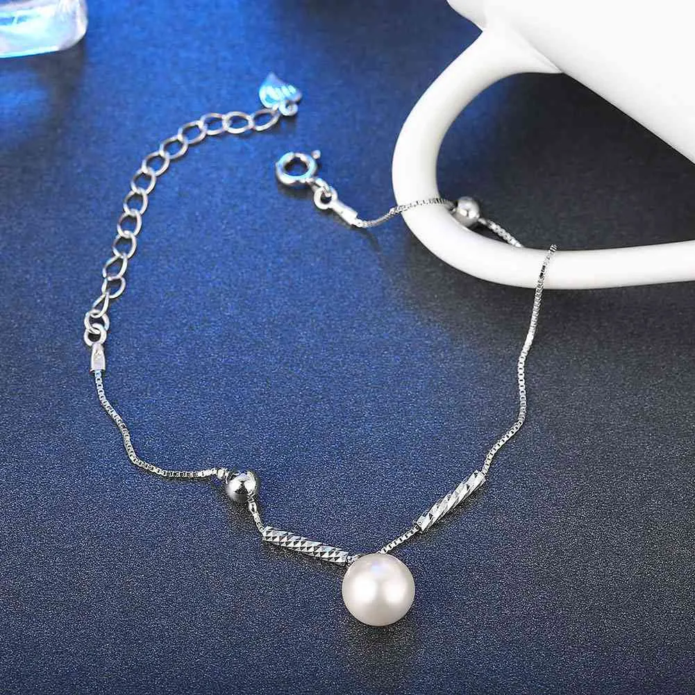 Trendy 925 silver charm bracelet Hanging Pearl pulseras hombre wedding STVH 1 ELY