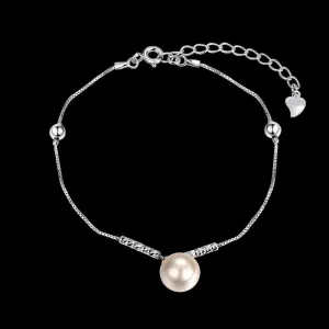 Trendy 925 silver charm bracelet Hanging Pearl pulseras hombre wedding STVH 1 ELY