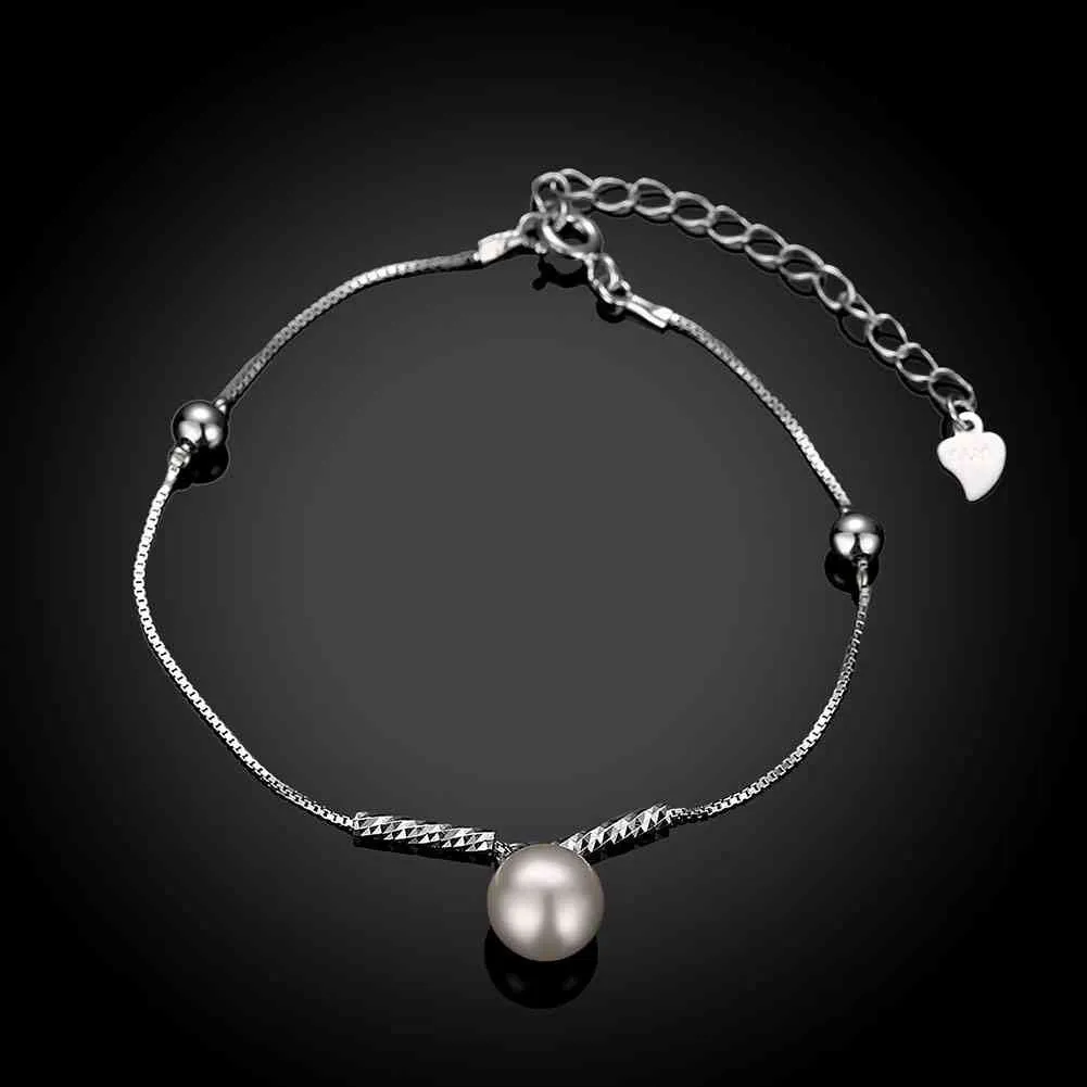 Trendy 925 silver charm bracelet Hanging Pearl pulseras hombre wedding STVH 1 ELY