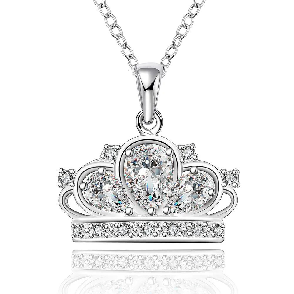 Trendy silver pendant Crown Pendant colar vintage margarida112 ELY