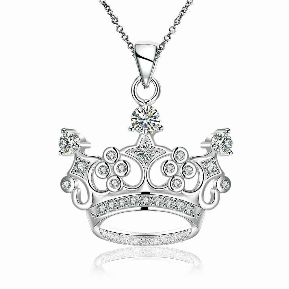 Trendy silver pendant Crown Pendant colar vintage margarida112 ELY
